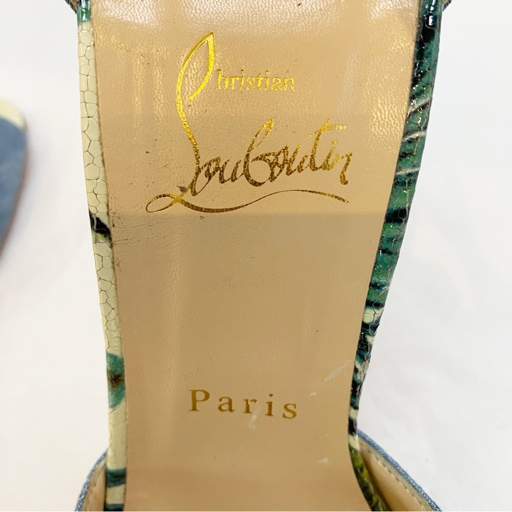Christian Louboutin Senora 100 T-Strap Sandal Denim EU 39.5 | Red Sole - Picture 13 of 17